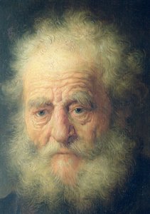 Buste van een oude man met een gouden ketting (detail) door Rembrandt van Rijn